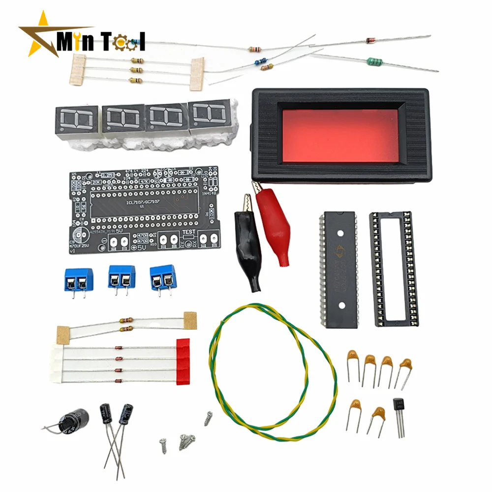 ICL7107 5V DC Digital Resistance Tester DIY Electronic Kit Module 5V 35mA Red Display Solder Training Suite DIY Learner Kit