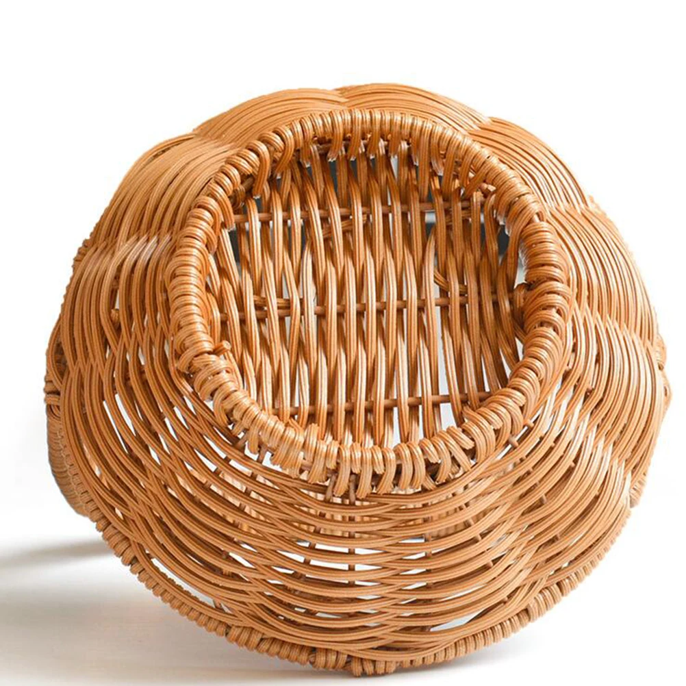 

Large Imitation Rattan Storage Woven Poly Cord Plastic Portable Fruit Vegetable Organizer For Picnic Beach Park Rattan