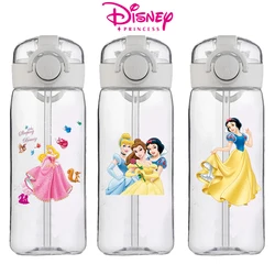 Disney Cute Soft Straw Water Cup 400ML Snow White Convenient Silicone Straw Drinking Bottle Outdoor Leak Proof School Water Cup