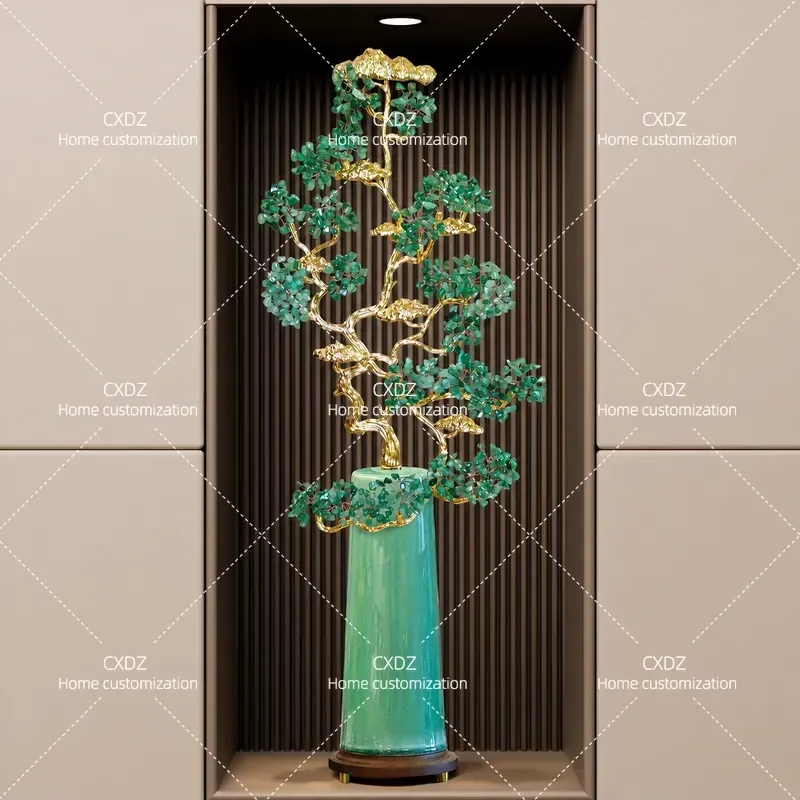 Luxury Crystal Ornament for Living Room Entrance Niche Vertical Home Decor High End Light Luxury Style Interior Decoration