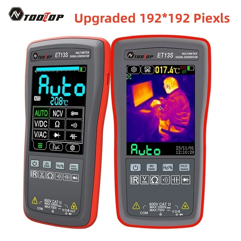 Termografia 192×192 ir Piexls 9999 Counts Multímetro 28 Touch Screen Ferramentas Elétricas Tooltop-et13s em