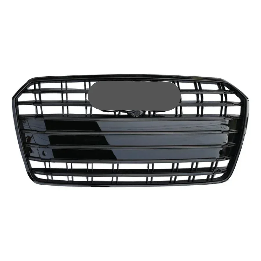 For RS7 Style Front Sport Hex Mesh Honeycomb HoodGrill Gloss Black For Audi A7/S7 2016 2017 2018 2019 CarAccessories tools