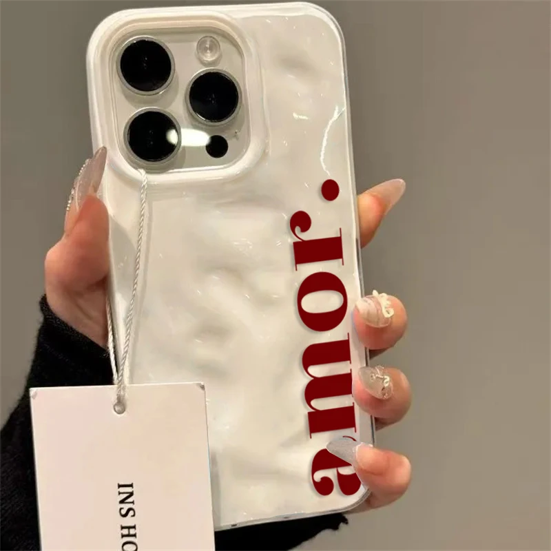 

Trendy Red English Amor Pattern Phone Case For iPhone 17/16/15/14/13 Pro Max 17 Air 16 15 14 Plus Pro Korean Style Phone Case