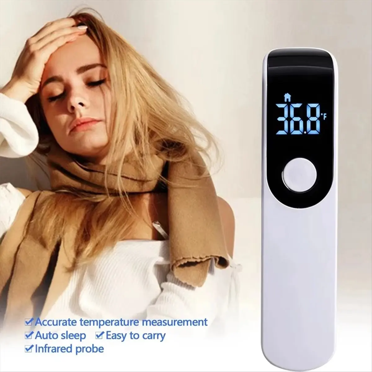 “QUALITY EXCELLE“Digital Infrared Thermometer Highly Sensitive Non-Contact Body Temperature Measuring Meter Hygrometer Black