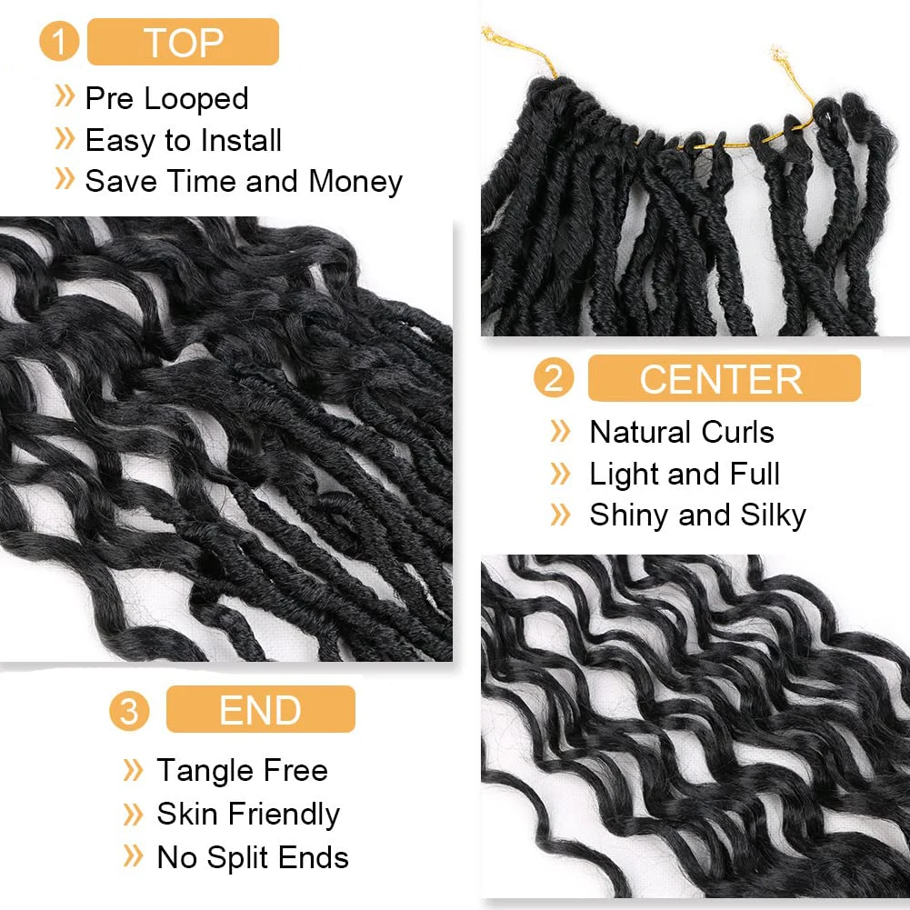 Goddess Locs-Cabello sintético con puntas rizadas, pelo de ganchillo ondulado profundo, suave, novedad