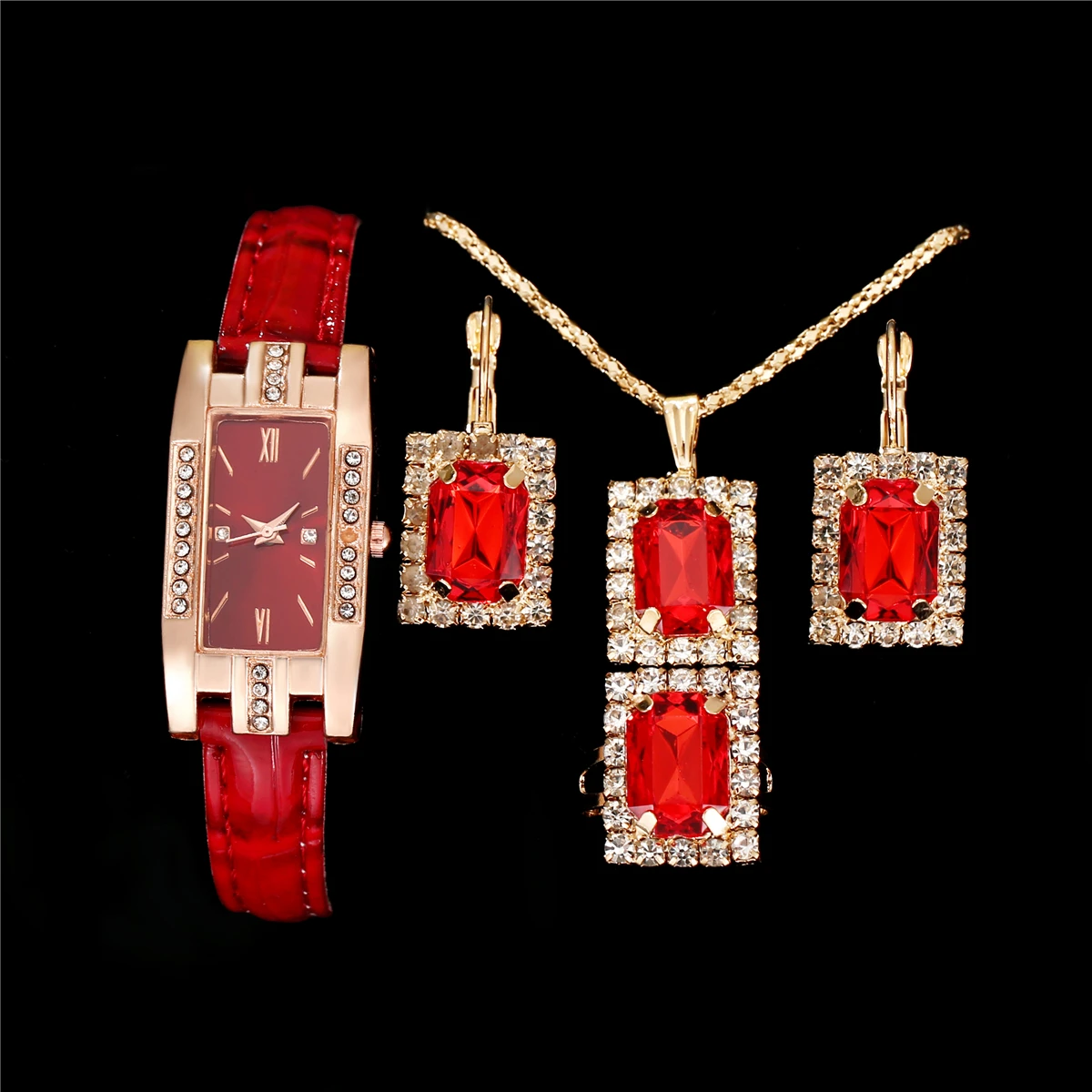 طقم علبة ساعة نسائية من الجلد ، حافظة معدنية ، غير مقاومة للماء ، جديد ، موضة الموضة ، 5 * #4