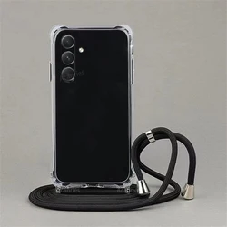 A 15 25 35 55 05 funda transparente con cordón y collar cruzado para Samsung Galaxy A15 4G A25 A35 A55 5G A05S contraportada a prueba de golpes