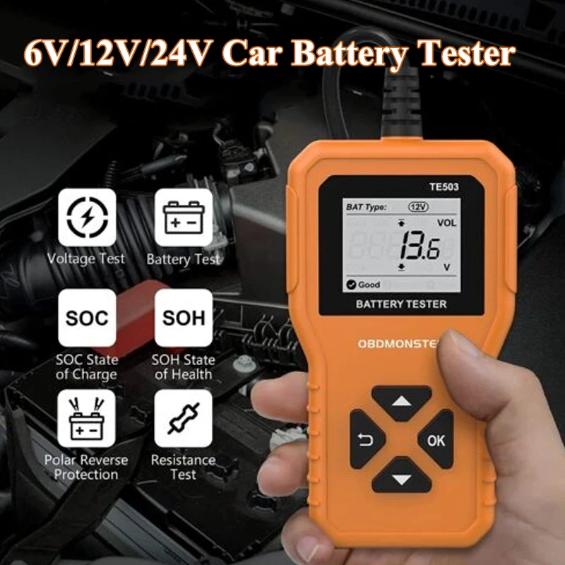 Car Battery Tester 100-2000 CCA Car Battery System Analyzer 6V 12V 24V Car Battery Tool BM550 Battery Testing Tool