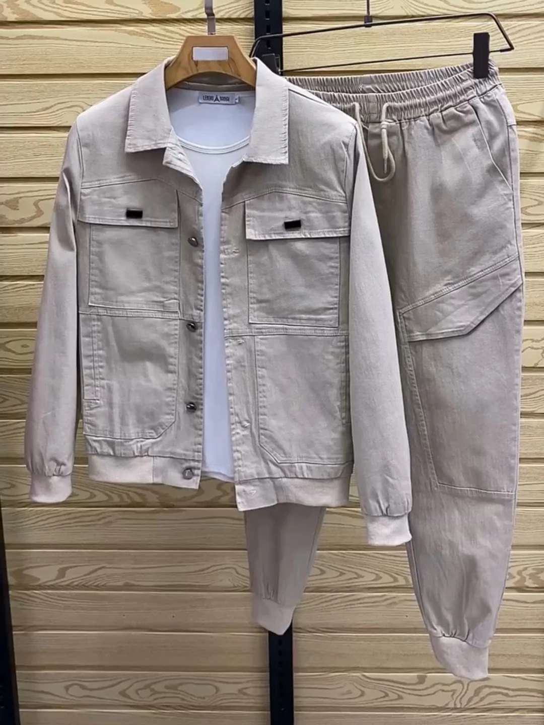 

Casual Sli Men's Denim Set 882 Two-Piece Trendy Versatile Autumn Faion Long Sve Pants Youth Collection