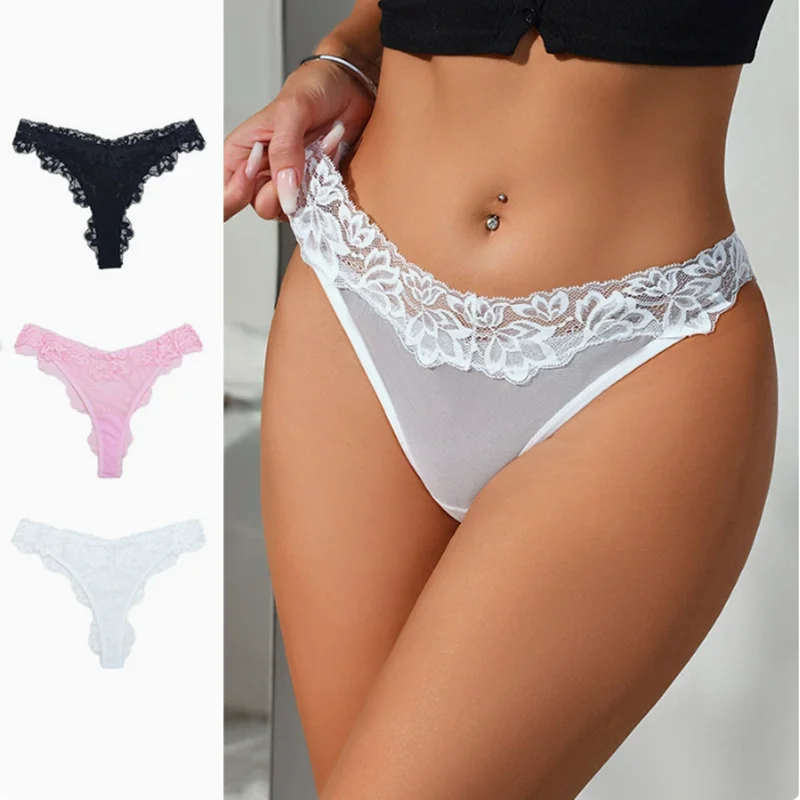 

Mid-Rise Lace Panties For Women Sexy Thong Comfortable Solid Color Ladies Briefs Safety Pants Japanese Woman Panties