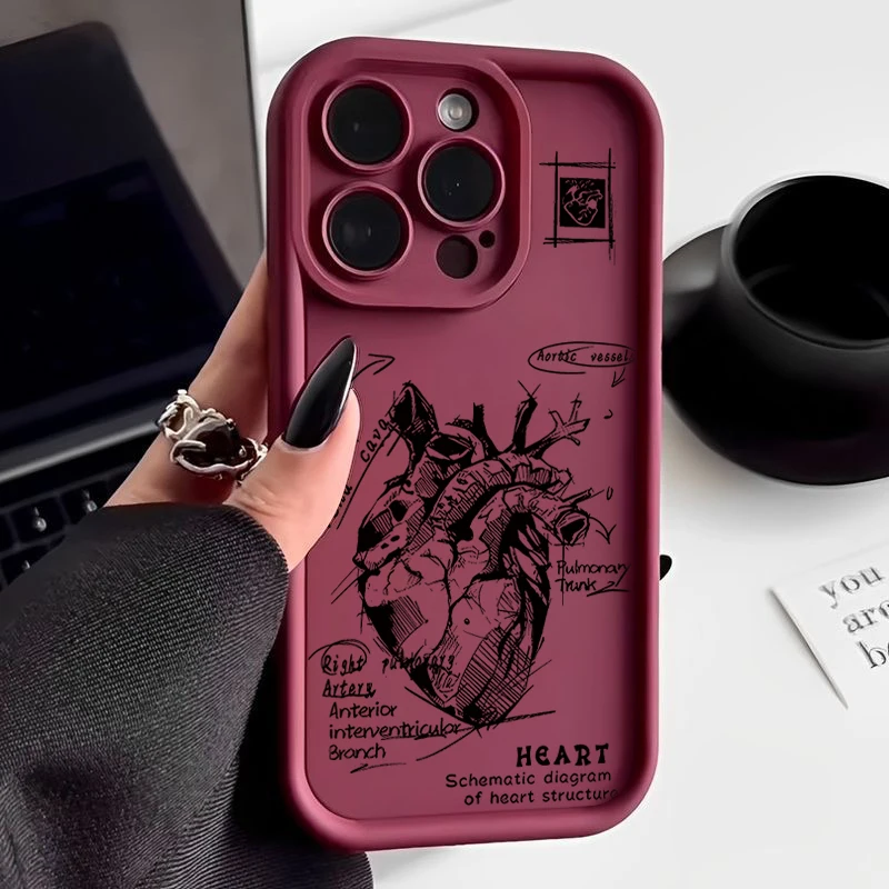 Kreatives Herz-Kardiovaskuläres-Modell Medizinisches Muster-Handyhülle für iPhone 18 17 13 16 15 14 Pro Max 11 13 Pro 17e 16e Weiche Handyhülle – Detail 12