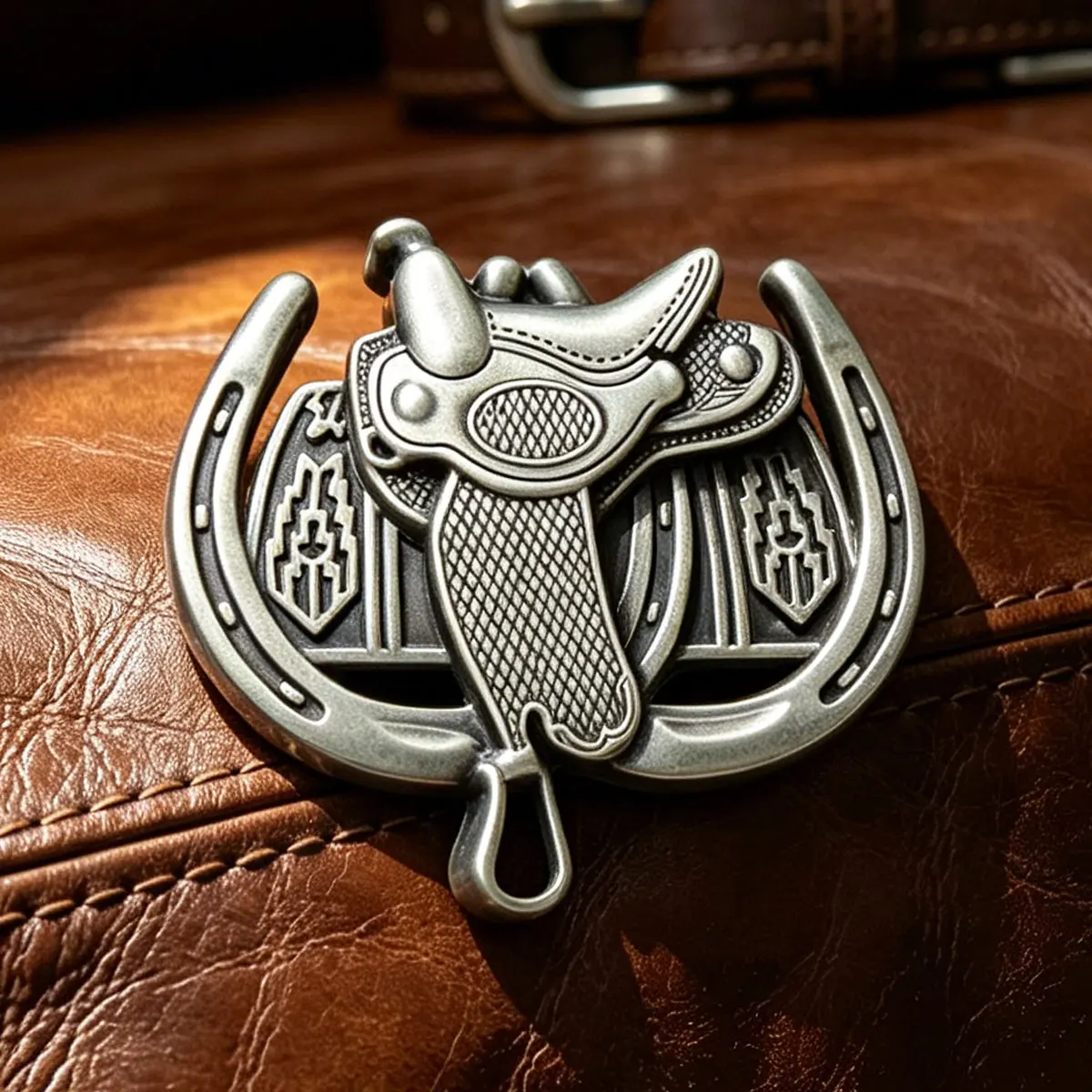 Men's Retro Western Belt Buckle Fashion Accessory Cowboy Saddle Shape Classic Trend