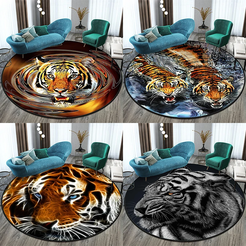 Tiger Round Carpet floor mat Living Room rug Prayer Mat Area Rug Children\'s  Decoration Gift Bathroom Floor  Home Decor