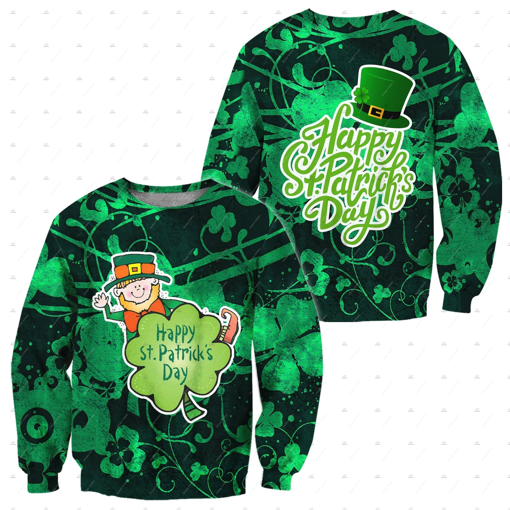 Custom Name Irish Ireland Country Flag St.Patrick Tattoo Vintage Retro Unisex 3DPrint Harajuku Pullover Casual Jacket Hoodies 20