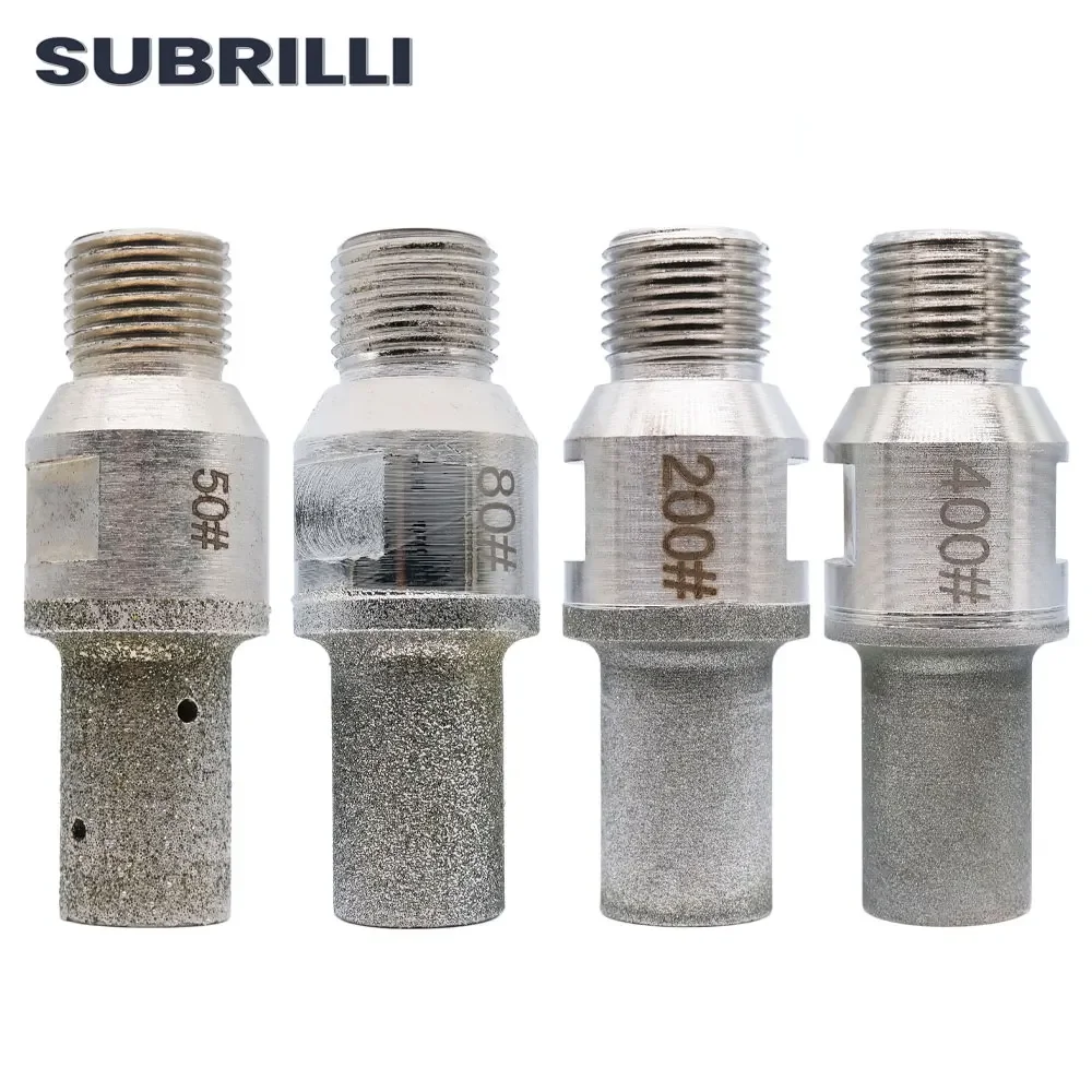 SUBRILLI Electroplated Diamond Finger Router Bit Cnc Milling Cutter For Stone Glass Hole Drilling Edge Grinding 1/2 Gas Thread