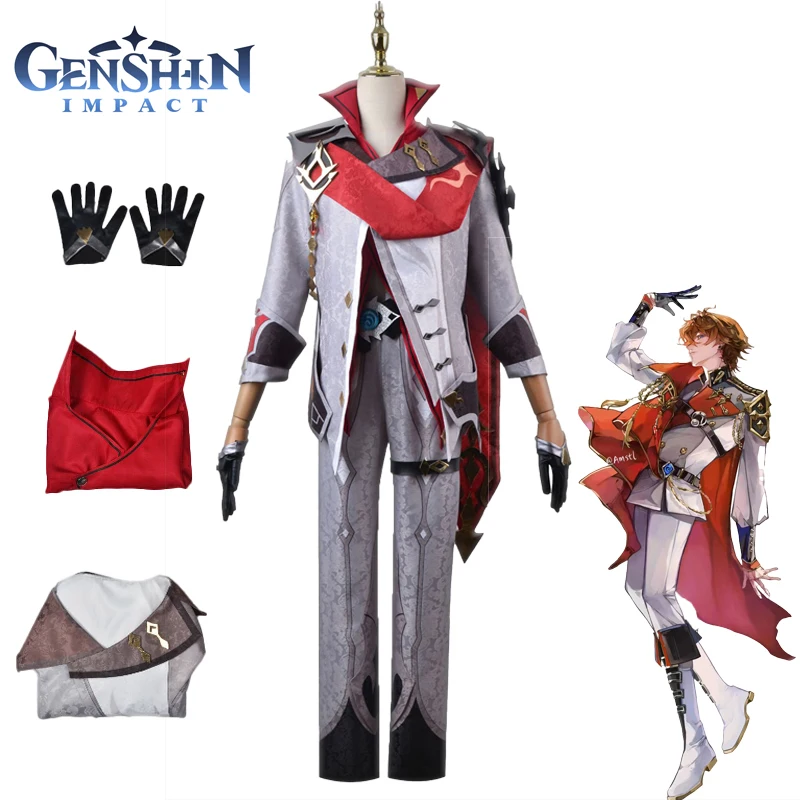 

Tartaglia Genshin Impact Cosplay Costume Anime Game Uniform Childe Full Set Earrings Outfits Halloween for Comic Con Carnival