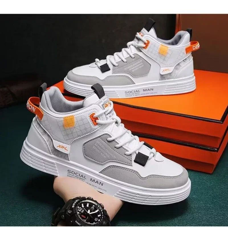 Sneakers High-top Shoes for Men 2024 Fashion Comfortable Lace-up Vulcanized Shoes New Designer Platform Trainers Tenis Masculino