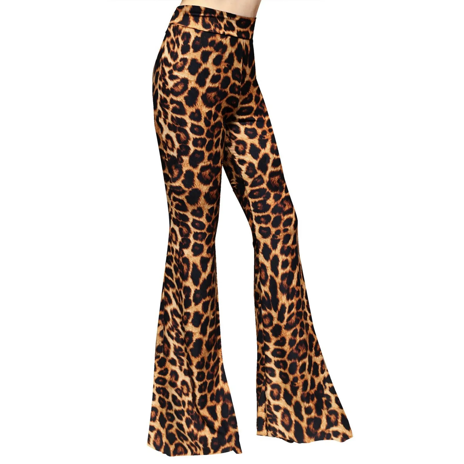 

Women Leopard Butt Lift Flared Pants Spring Autumn High Waist Stretchy Slim Trousers Gym Sports Jogger Fashion Outwork Tights