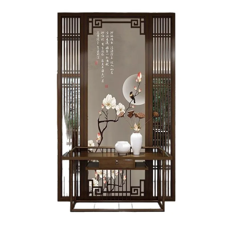 

Screen partition, living room, new Chinese-style entrance entrance, office shelter grille, solid wood hotel, simple - Dingtian