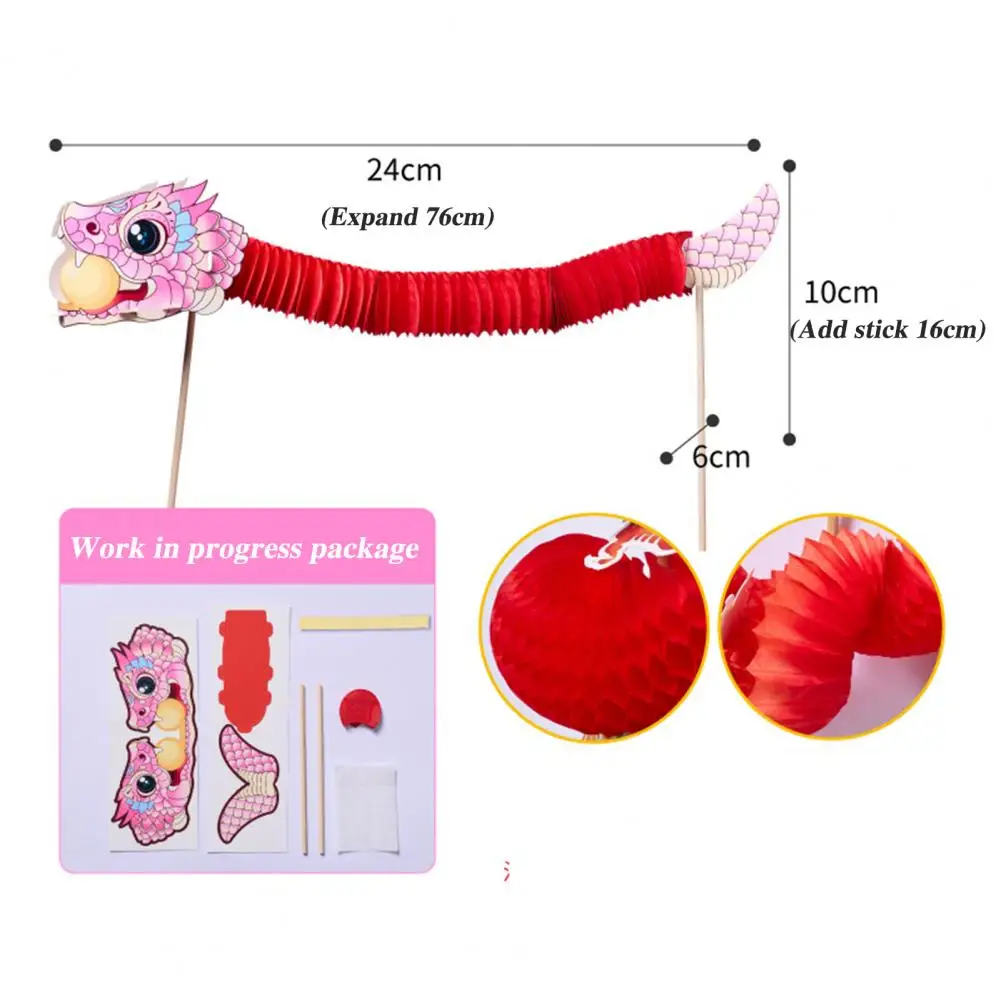 Children Snake Toy Chinese Style Paper Honeycomb Snake Toy Kit for Kids Adults Diy Handmade Cartoon Snake Toy with Stick New