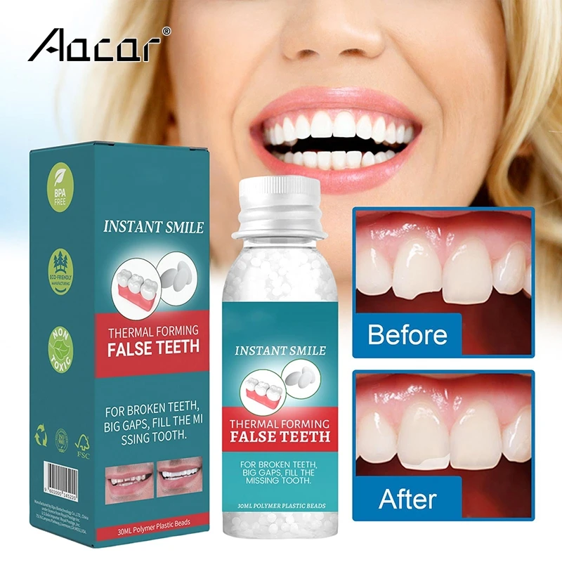 

30ml Resin Temporary Tooth Repair Granules Teeth Gaps Missing Broken Tooth False Teeth Filling Moldable Moldable False Teeth Kit