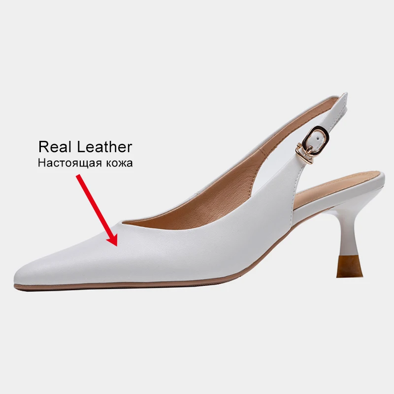 JOZHAMTA Size 34-40 Women Sandals 2023 Genuine Leather Sexy Thin Heels Shoes For Women Backsling Summer Sandalias Office Femme