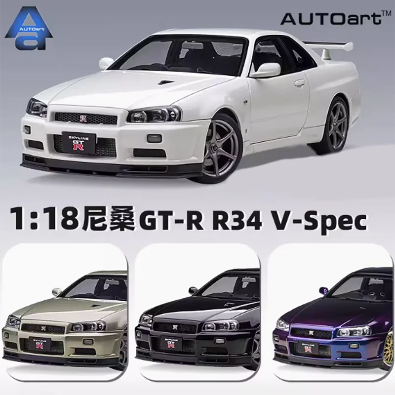 AUTOART Maßstab 1:18 Skyline GT R34 V-Spec Legierung Simulation Auto Modell Klassiker Erwachsene Souvenir Geschenk Statische Anzeige
