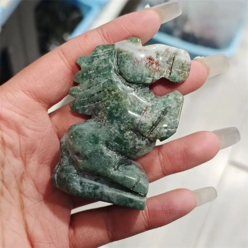 Natural Jasper Quartz Horse Carving Crystal Love Healing Fengshui Stone Home Decoration Holiday Gift 1PCS