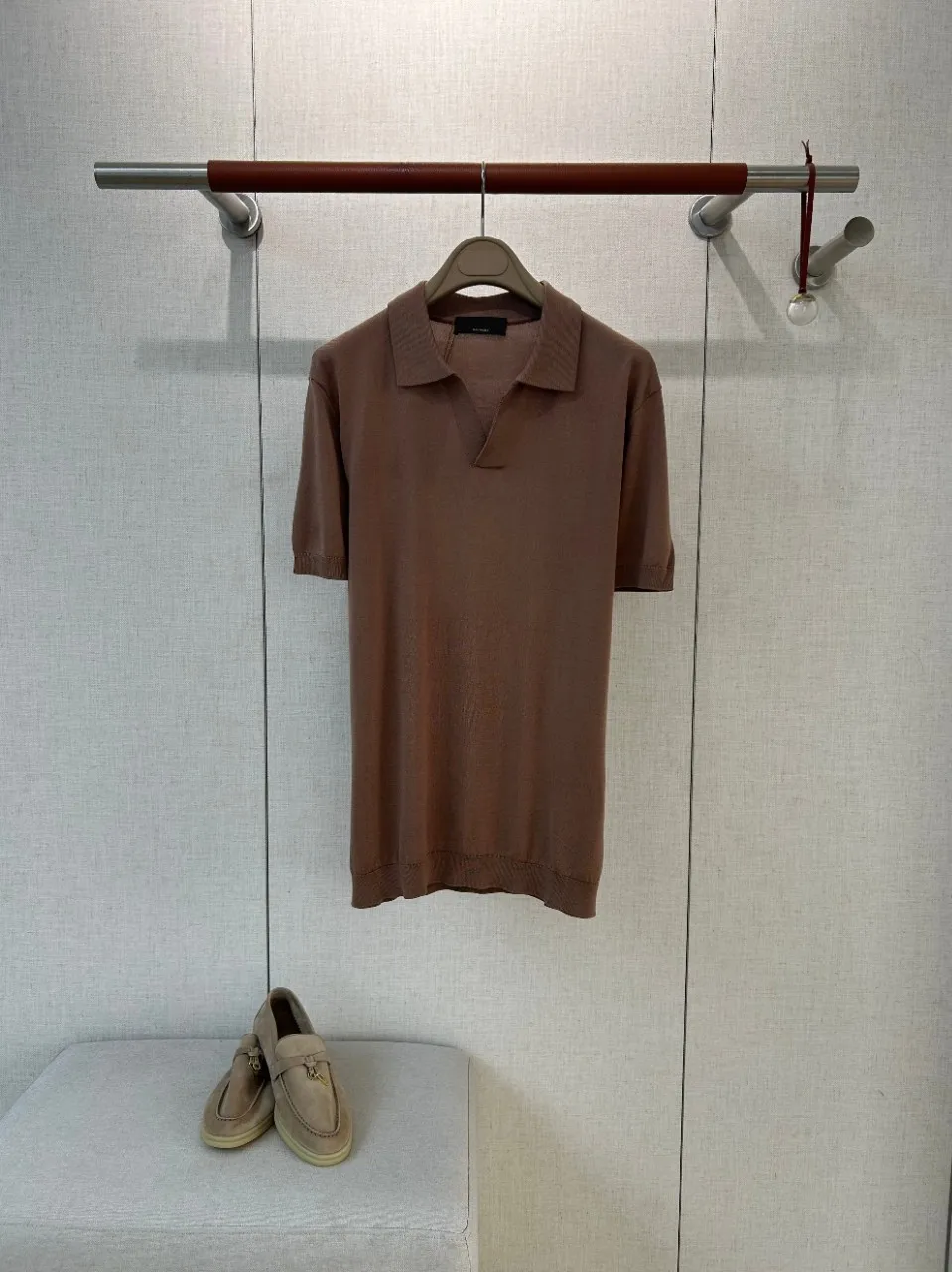 Old Money Style 120 Count Ultra Fine Cashmere Blend Mens V Neck Solid Color Casual Short Sleeve Polo Shirt