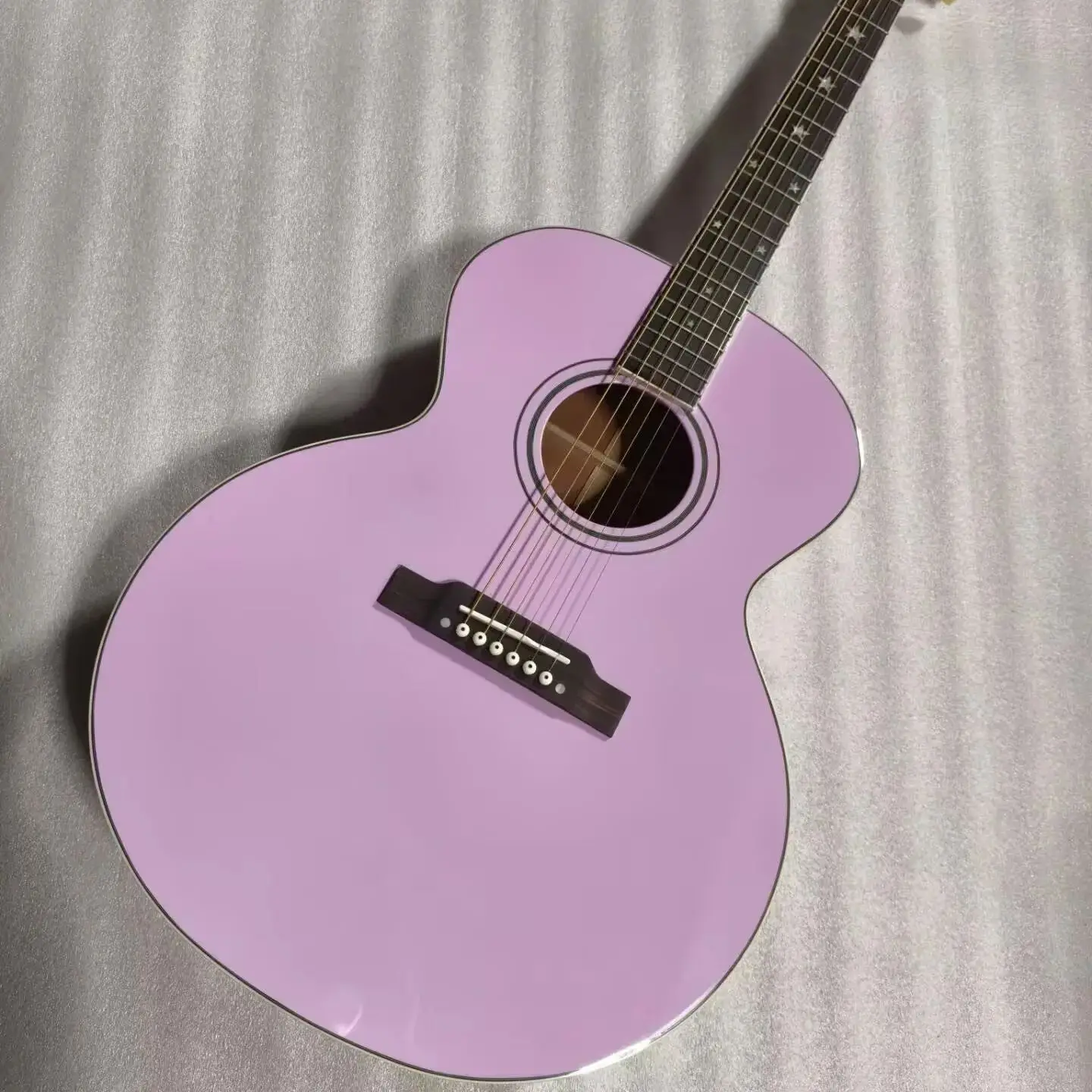

Jumbo swift pink 180 acoustic electric guitar J180 style with star inlay