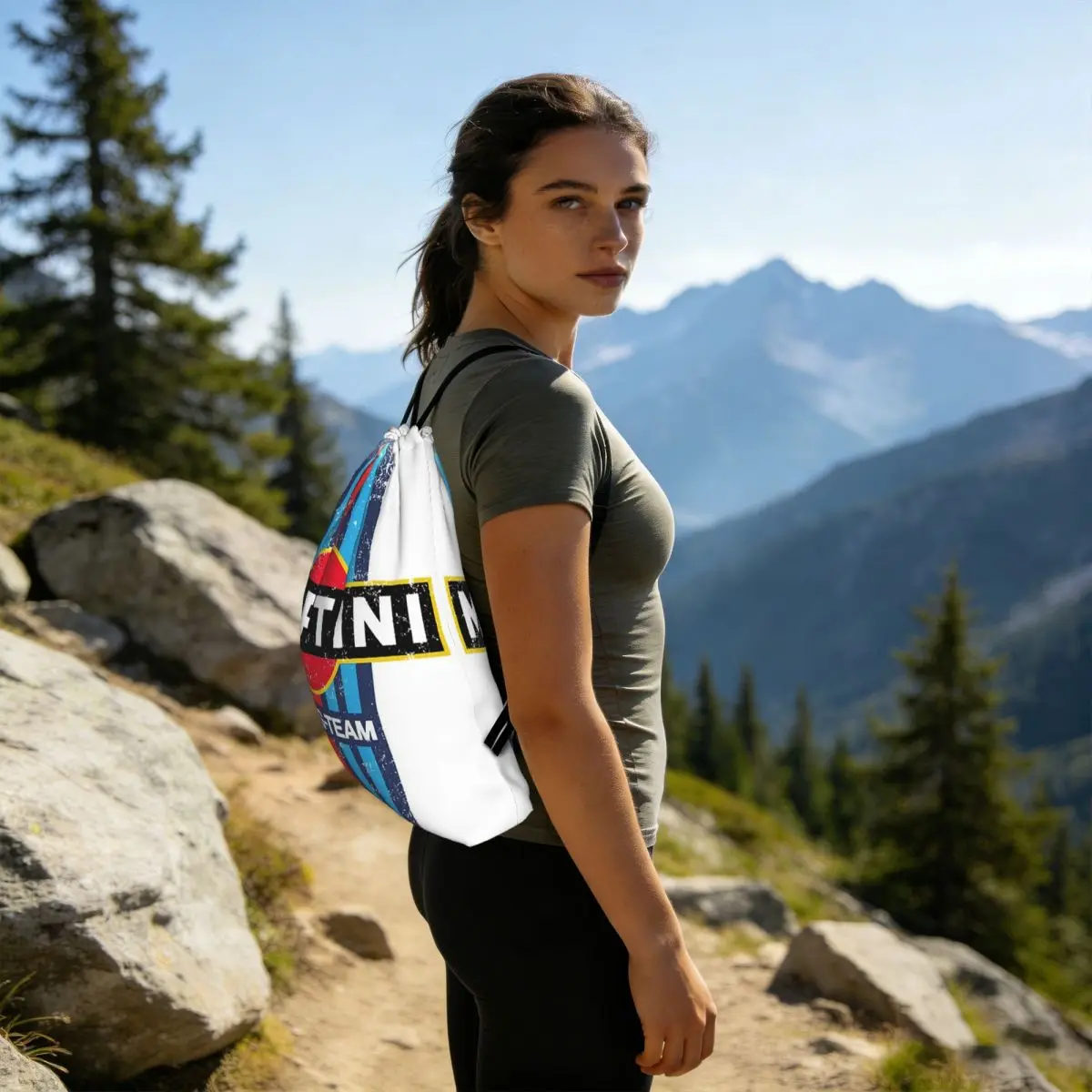 Martinis Race Sportscar Motor Racing Backpacks Multi-function Drawstring Bags Sports Bag Book Bags for Man Woman Students