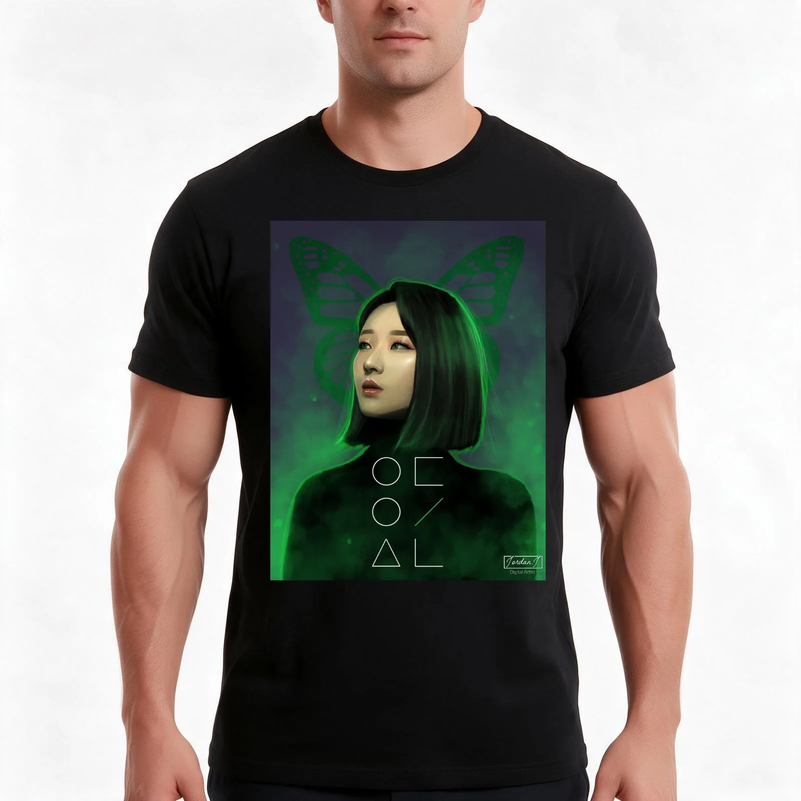 LOONA ??? ?? HASEUL Fanart - BUTTERFLY T-Shirt, Summer Casual Cotton Tee, Oversized Streetwear Tops, Vintage Graphic Print