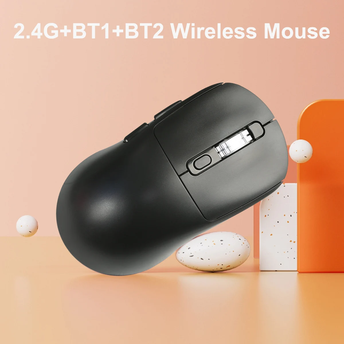 Lightweight Wireless Gaming Mouse with 2.4G/Bluetooth-compatible,Up to 6400 DPI, Optical Sensor,6 Buttons for PC/Win/Mac(Black)