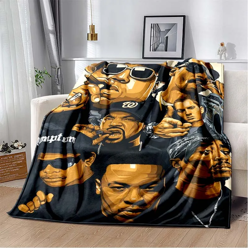 3D Vintage Hip Hop Star Portrait Flannel Blanket Ultra Soft Throw Blanket Sofa Bed All Season Bedspread Home Decor Fans Gift