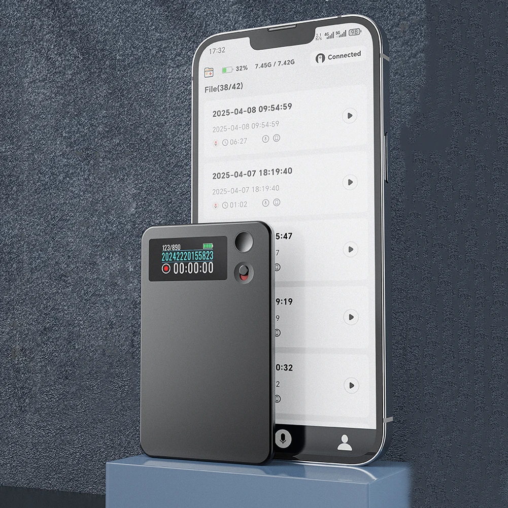 ChatGPT AI Voice Recorder BT Connection Transcribe & Summarize Recorder APP التحكم المحمول مسجل الصوت لسفر الأعمال