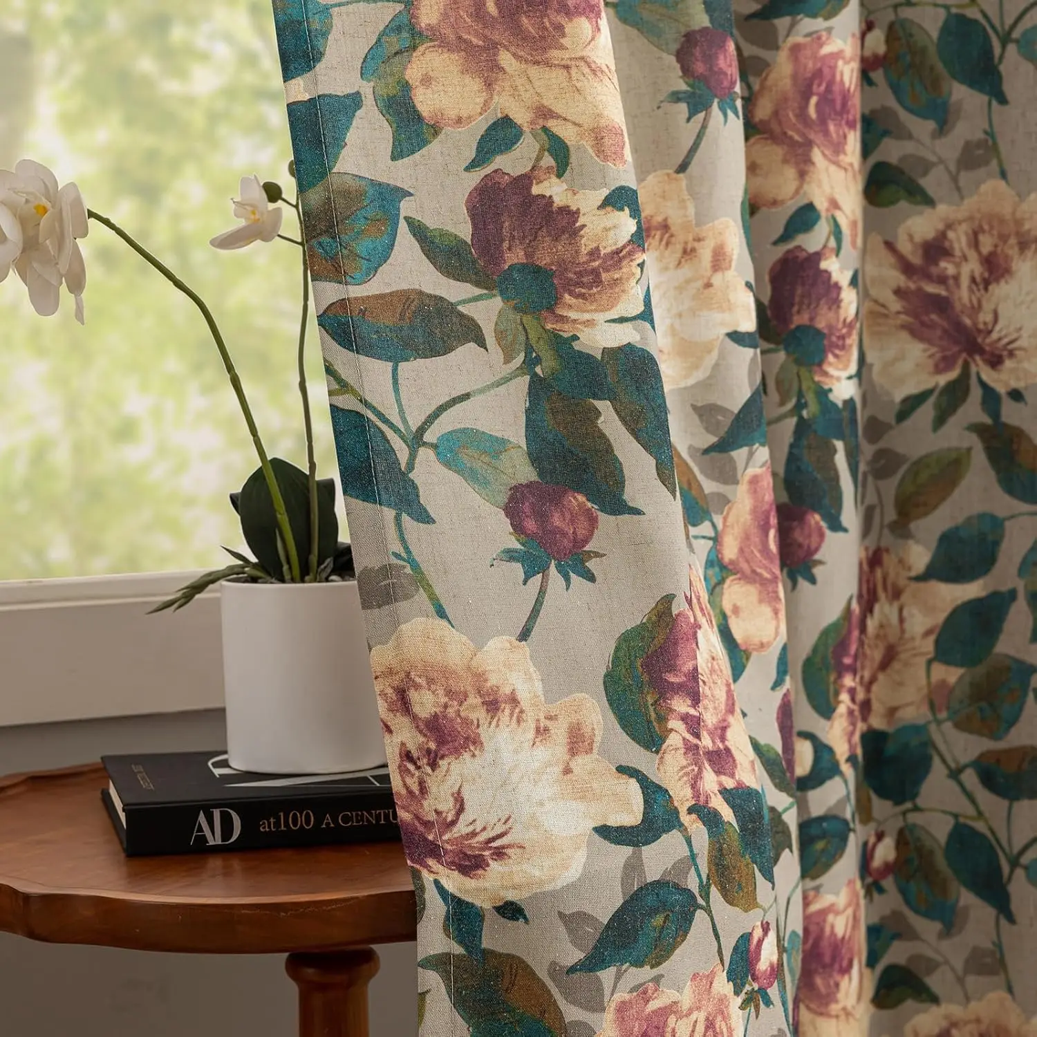 

Цветочные кухонные шторы длиной 54 дюйма, полузатемняющие шторы в стиле кантри с цветочным узором для небольших окон, светопропускающие, на люверсах