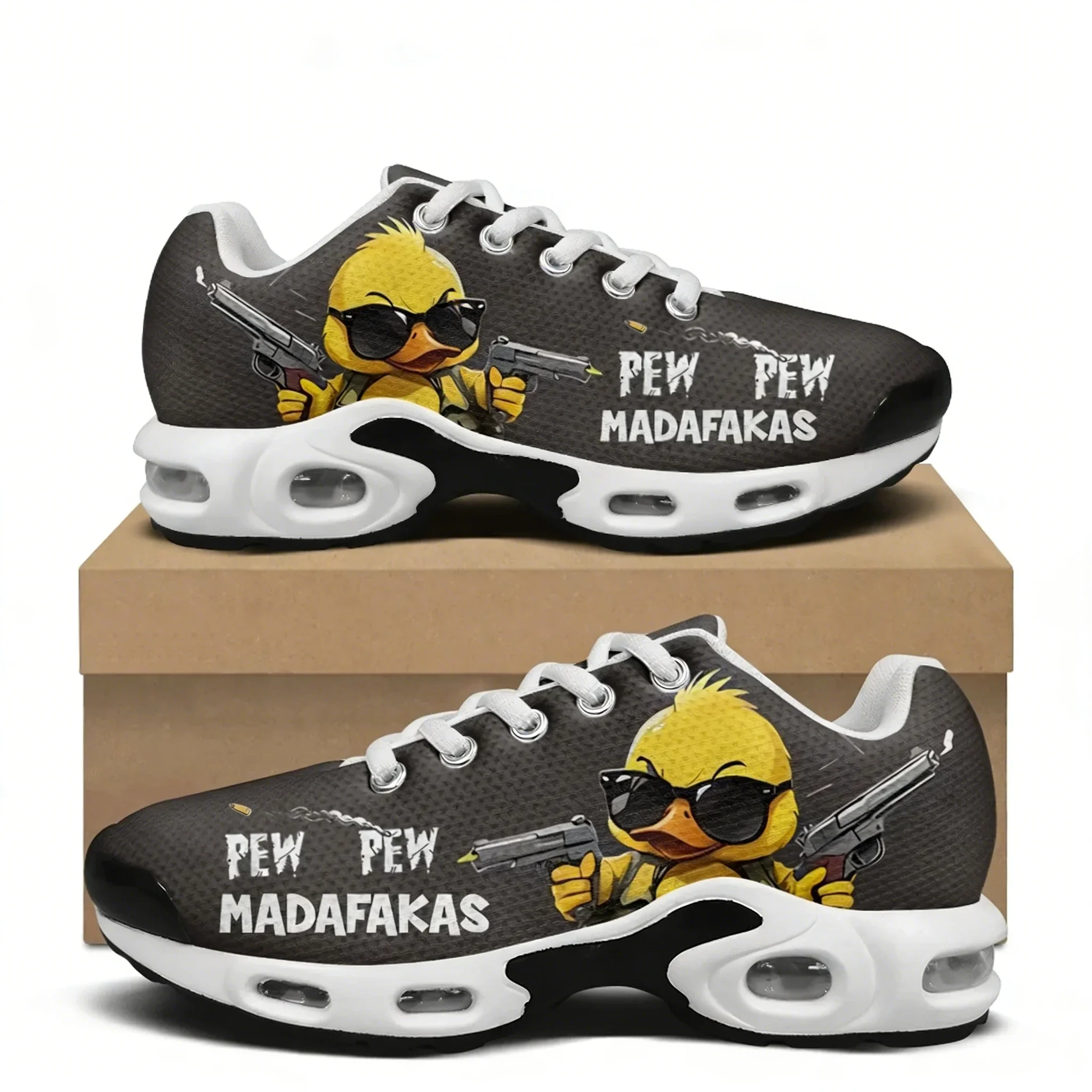 

Кроссовки с воздушной подушкой и забавным принтом Pew Pew Madafakas для мужчин и женщин, для походов, бега, повседневной носки, альпинизма, индивидуальный дизайн