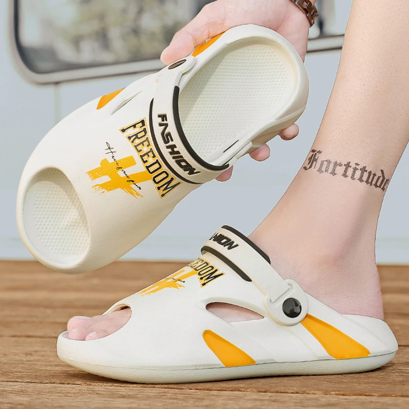 

Летние мужские тапочки двойного назначения из ЭВА, сандалии на платформе с открытым носком, домашние шлепанцы для отдыха для пар, мужские уличные пляжные сандалии 2025