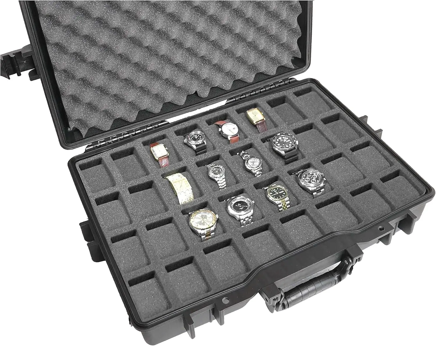 

Heavy Duty Waterproof Watch Travel Case for 32 Watches - Protect & Organize