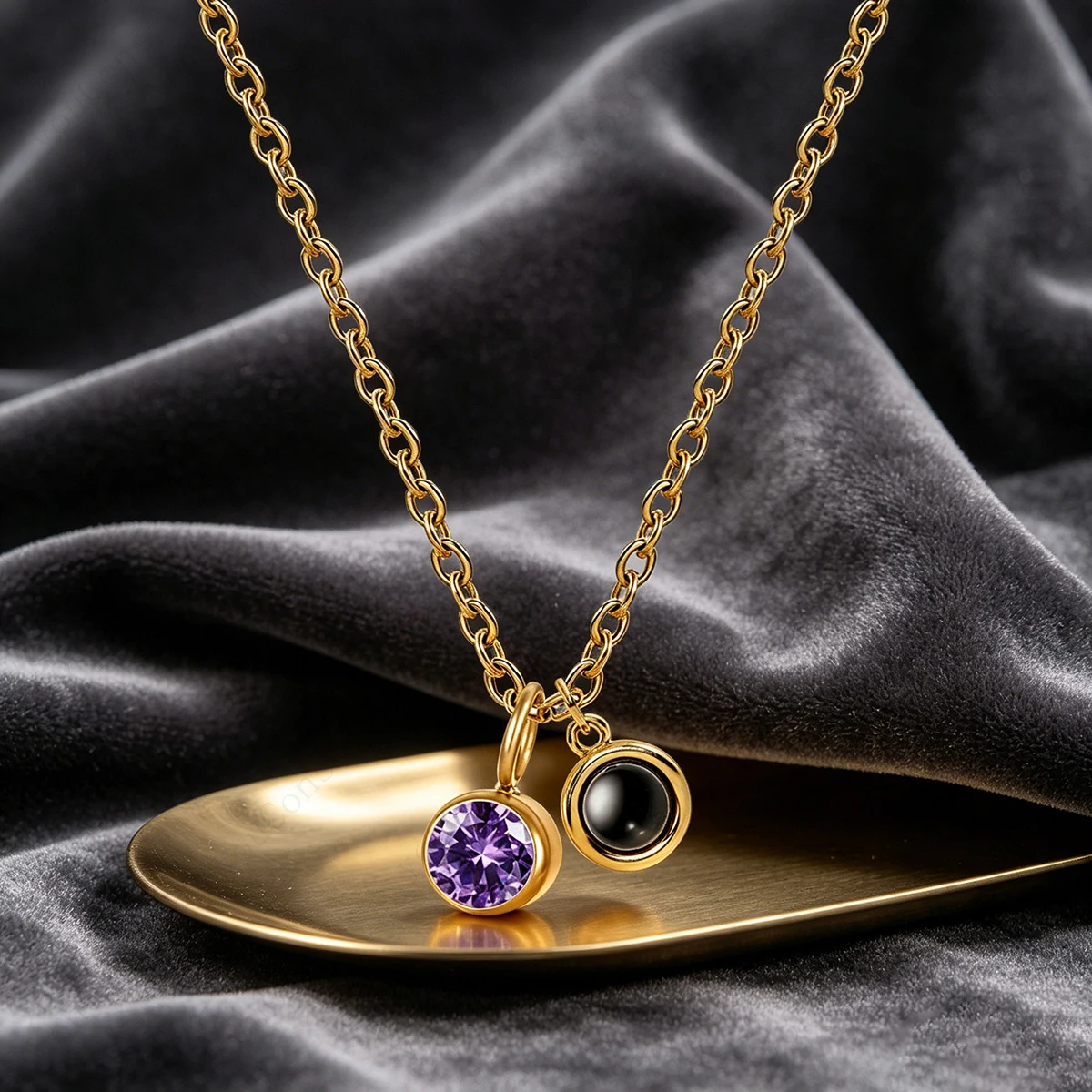 Color Picture Custom Projection Simple Round Pendant Necklace Valentine's Day Mother's Day Gifts Birthstone Brings Good Luck New