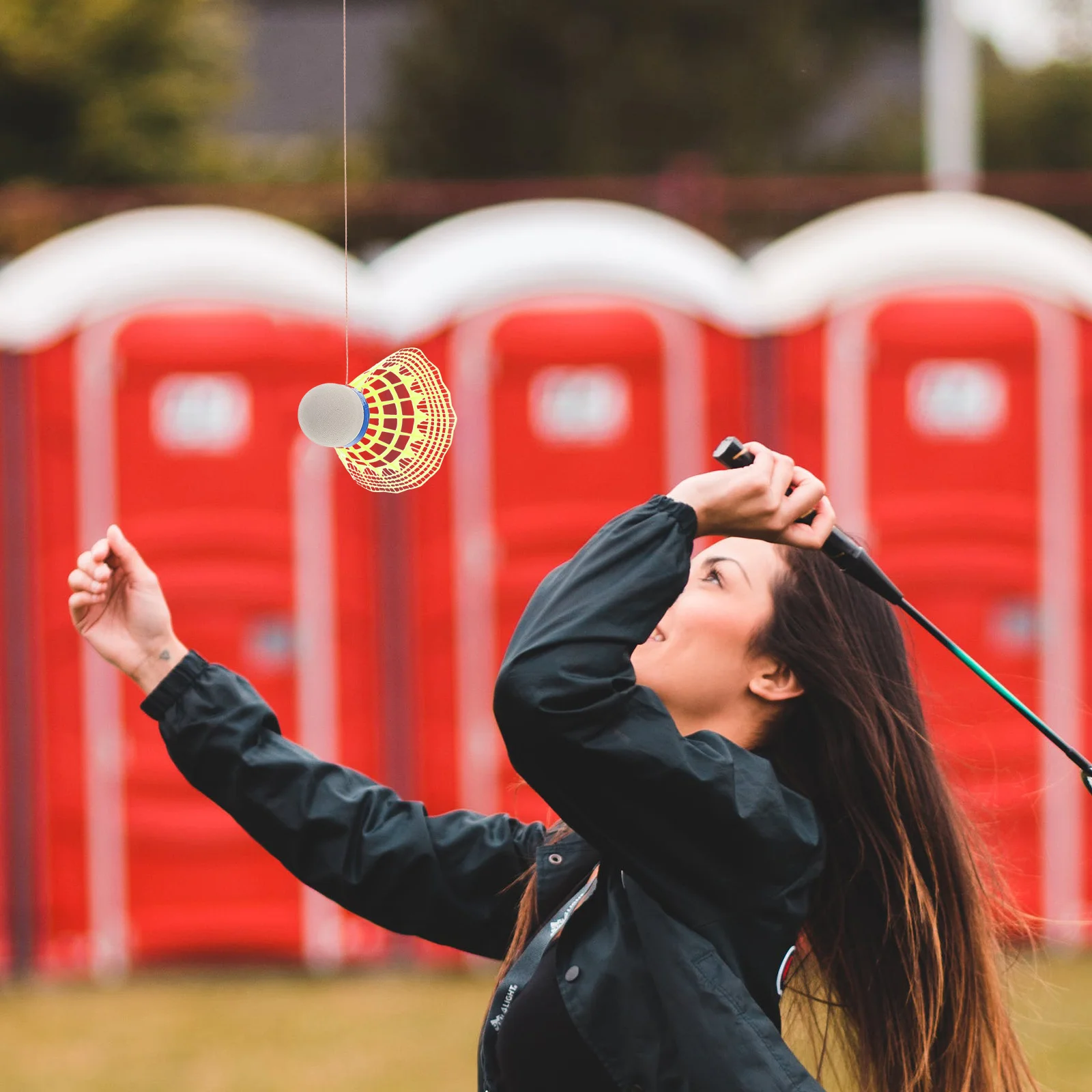 

Badminton Training Kit Portable Single-Player Rebound Trainer Hanging Design Automatic Rebound Elastic Cords Indoor Outdoor Use