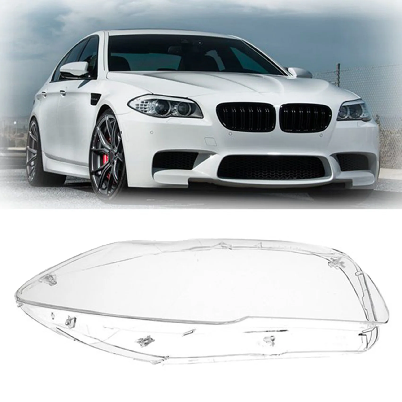 

2X Car Front Headlight Head Light Lamp Lens Cover For BMW-5 Series F10 F18 520 523 525 535 530 2010-2014 Right