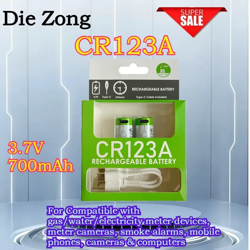 

New 3.7V 700mAh USB Type-C Rechargeable Battery Compatible with Meter Cameras Smoke Alarms Mobile Phones Cameras & Computers