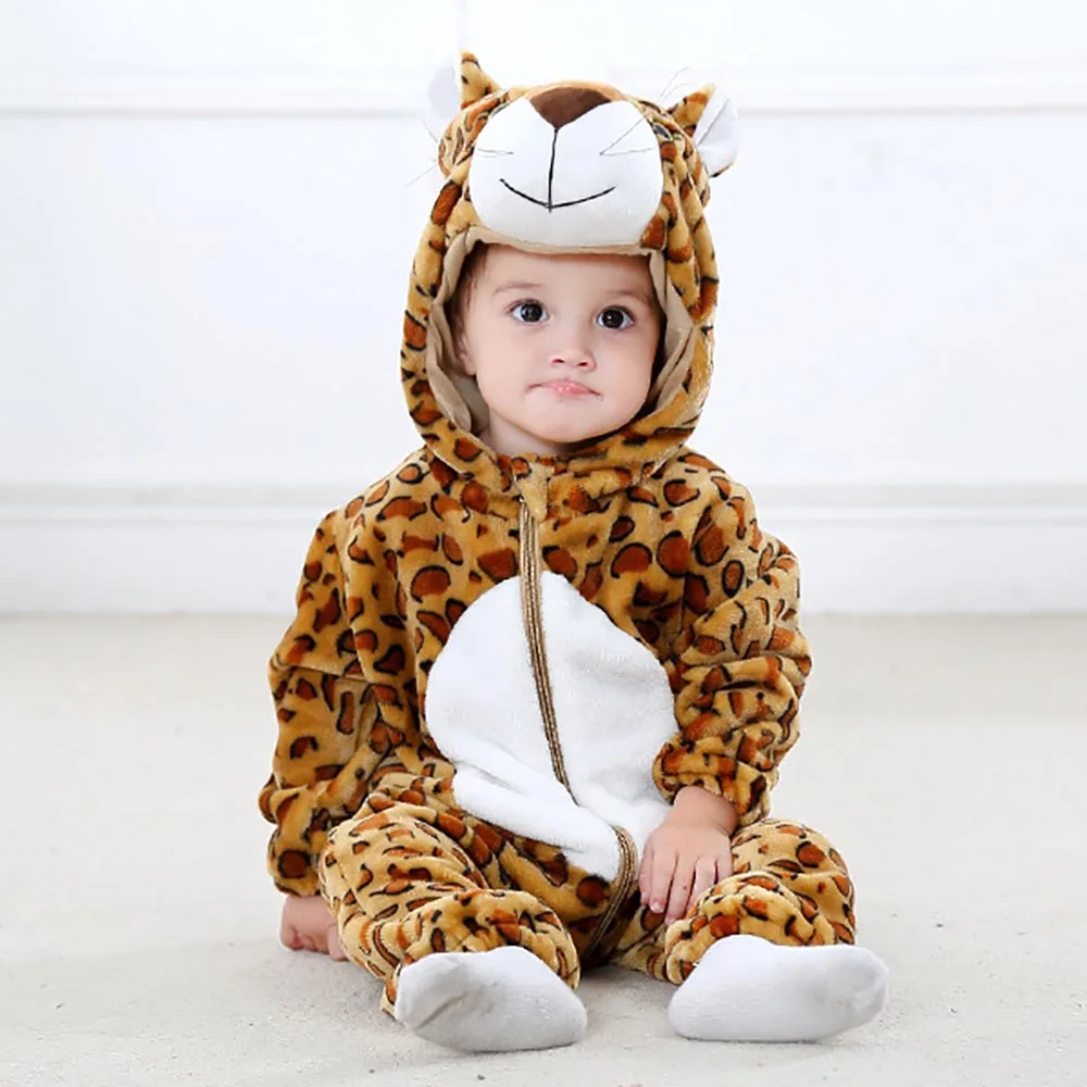 Baby Animal Pajamas Newborn Onesies Boys Girls Stitch Jumpsuits Children Panda Tiger Leopard Sleepwear Kids Flannel  Kigurumi