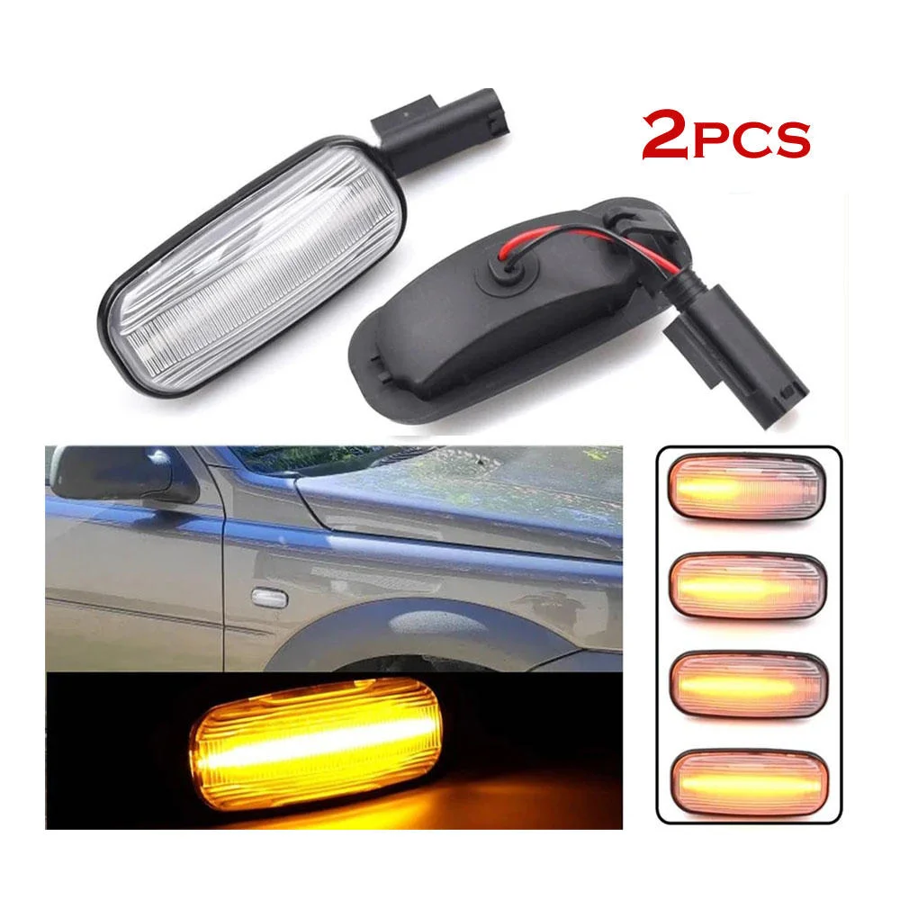 Clear Lens Dynamic LED Side Fender Marker Repeater Lights Plug & Play Sequential Blinker for Land Rover Discovery 2 Defender