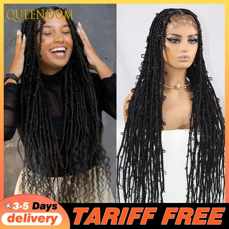 

36-дюймовые синтетические бабочки, полные кружевные плетеные парики, косички без узлов, кружевные передние парики, плетение волос, парик для чернокожих женщин