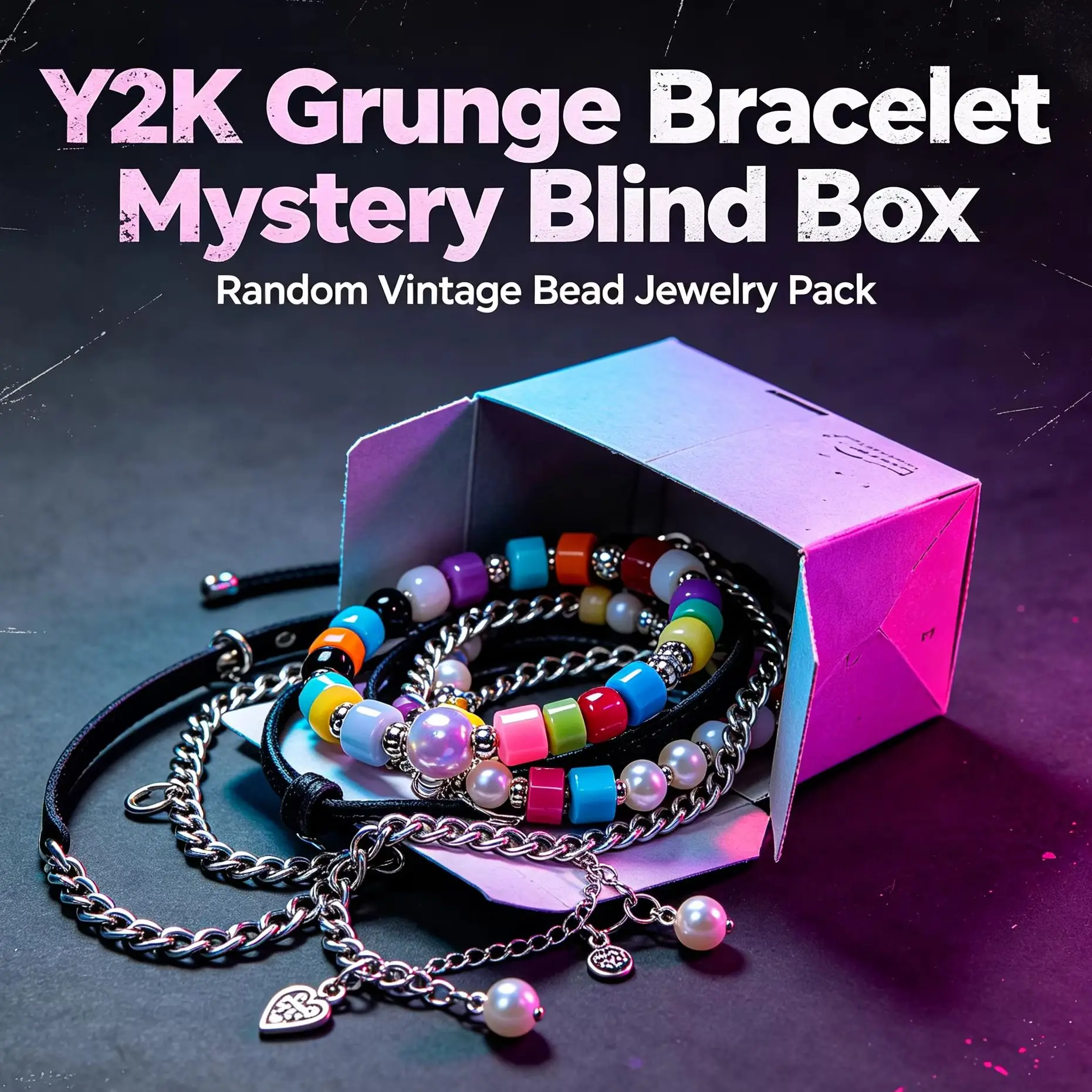 Y2K Grunge Bracelet Mystery Blind Box Random Vintage Bead Jewelry Pack