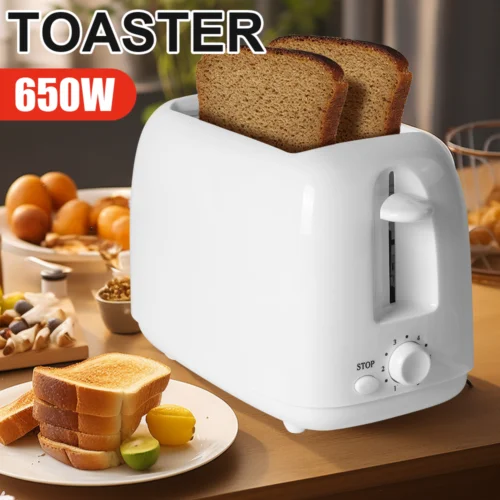 2 Slice Bread Toaster 6 Level Browning Control Fast Roasting 650W Easy Clean UK