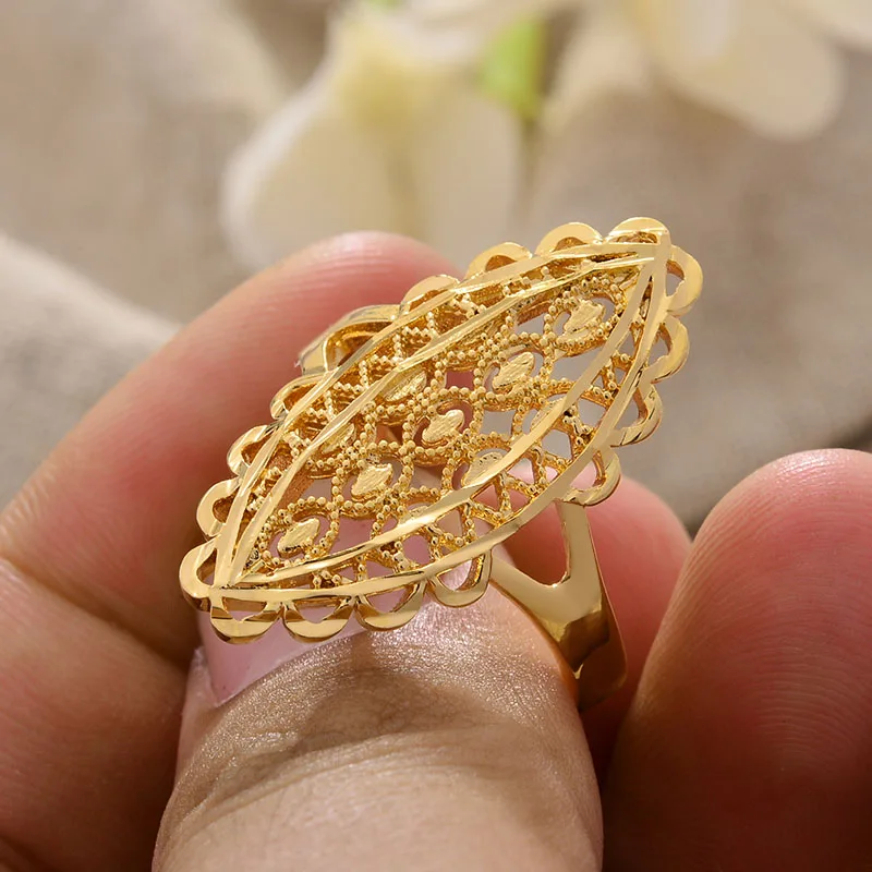 

Fashion Dubai Gold Color Flower rings For Women Ethiopian Saudi Arabia