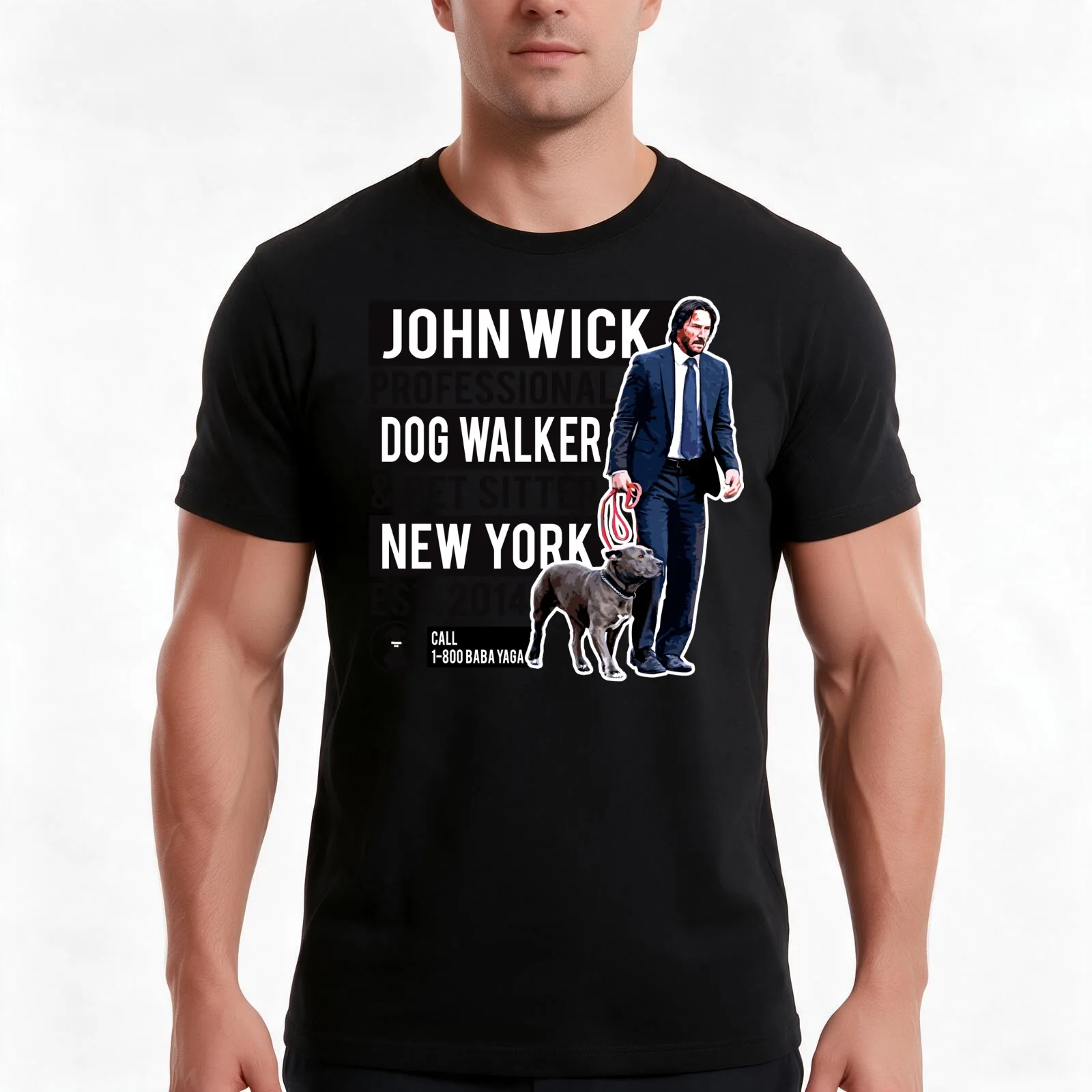 John Wick Professional Dog Walker T-Shirt, Summer Casual Cotton Tee, Oversized Streetwear Tops, Vintage Graphic Print